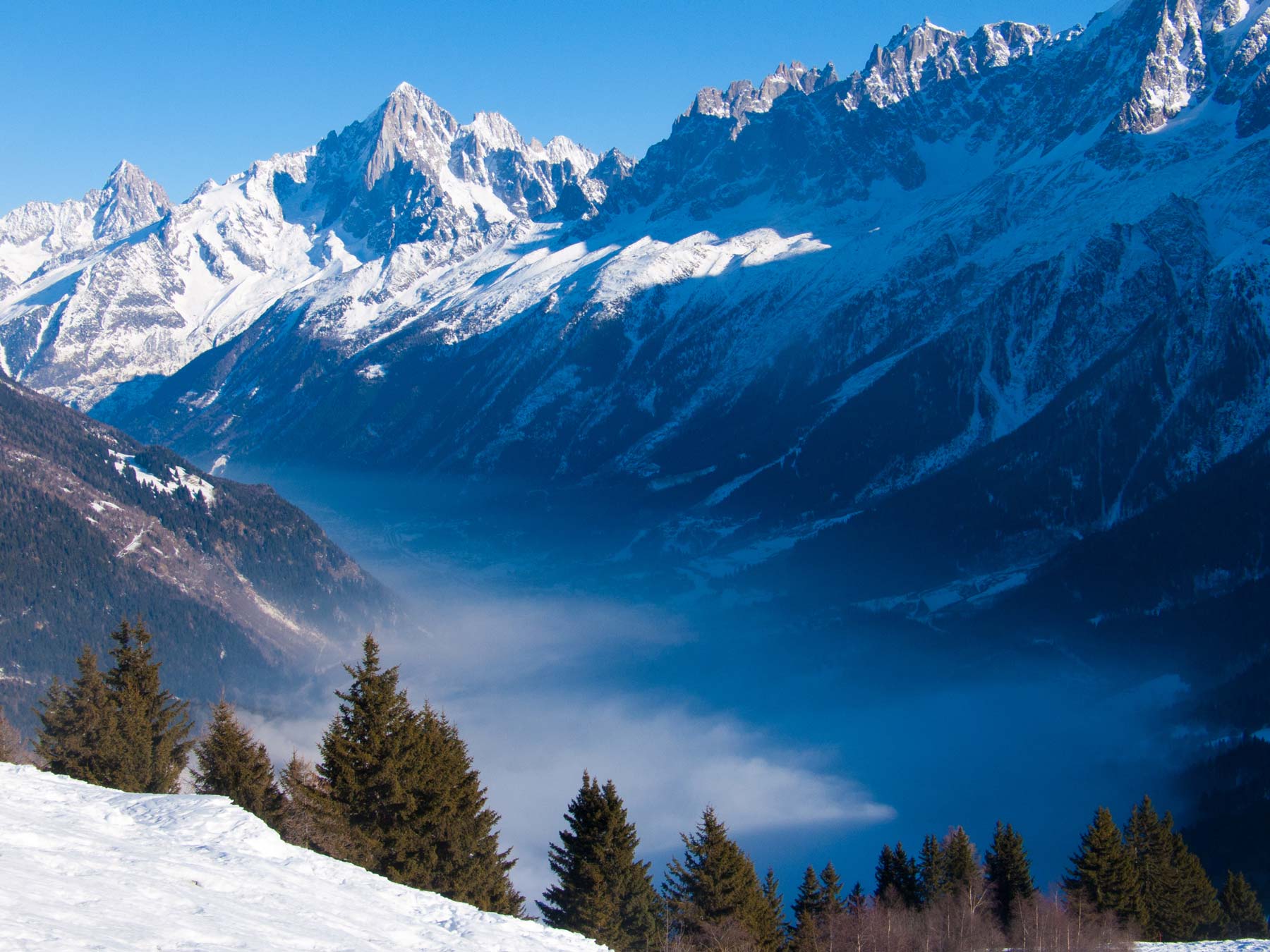 View from Vallorcine down the Chamonix Valley